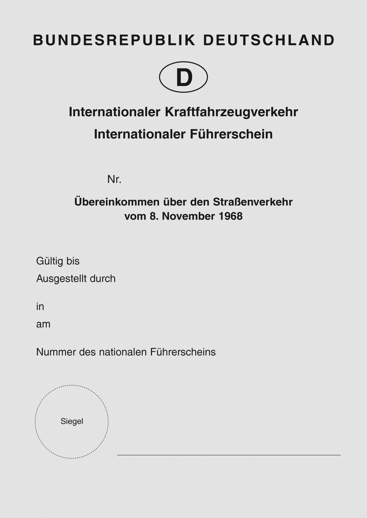 Internationaler Führerschein (8.11.1968) Heft, neobond grau, 12-seitig