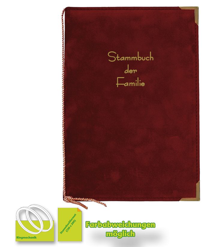 Stammbuch Alcan-Velour burgund mit Ringmechanik