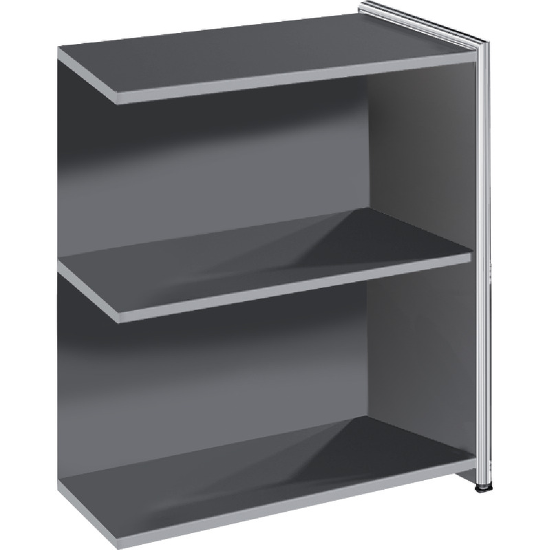 Anbauregal ARTLINE transparent, 2 Ordnerhöhen, B x H x T: 780 x 780 x 380 mm - anthrazit
