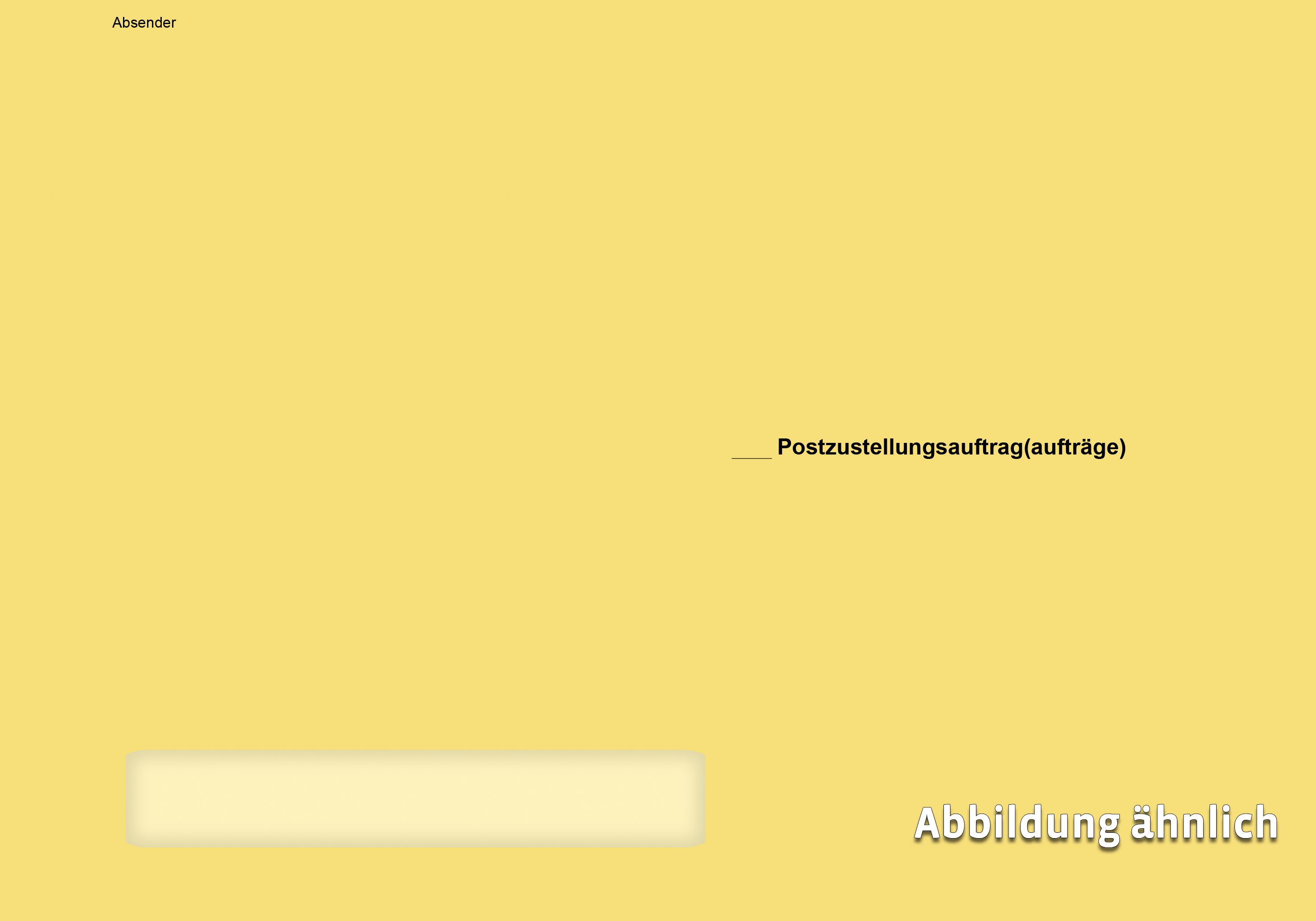 Förmliche Zustellung: Äußerer Umschlag mit Fenster, haftklebend, für beliehene Unternehmen