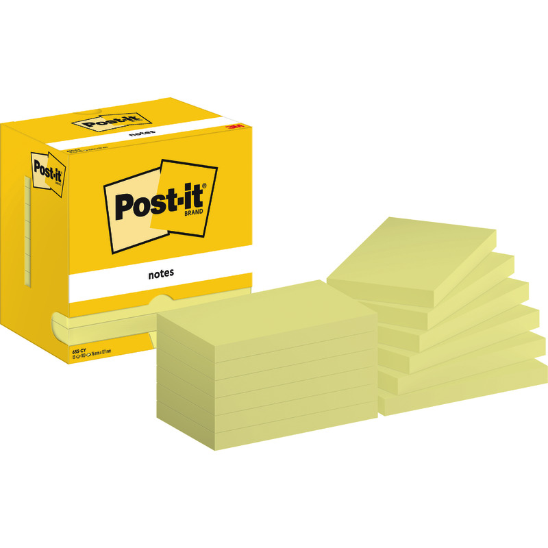 Post-it® Haftnotizen 127 x 76 mm, gelb, 12 Blöcke