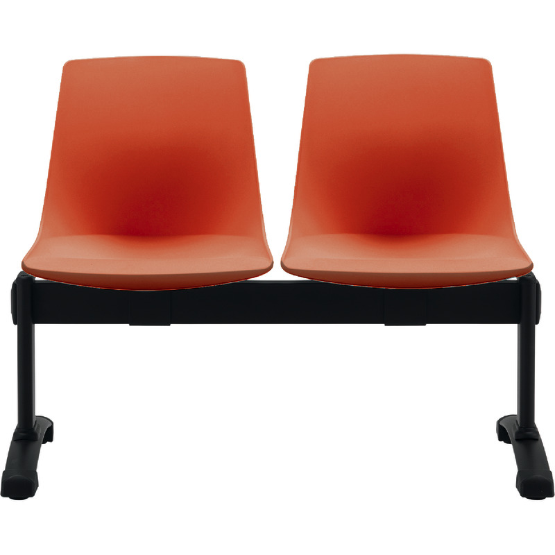 Bisley Traversenbank BLOOM mit Sitzen aus Kunststoff, 2-Sitzer - orange