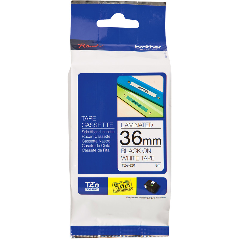 Brother TZE261 Schriftbandkassette, 36 mm, schwarz/weiß Brother TZE261 Schriftbandkassette, 36 mm, schwarz/weiß