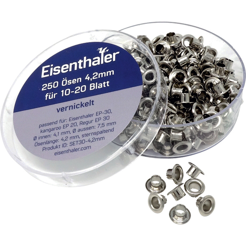 Eisenthaler Ösen SET30-4.2mm, für 10 – 20 Blatt, vernickelt