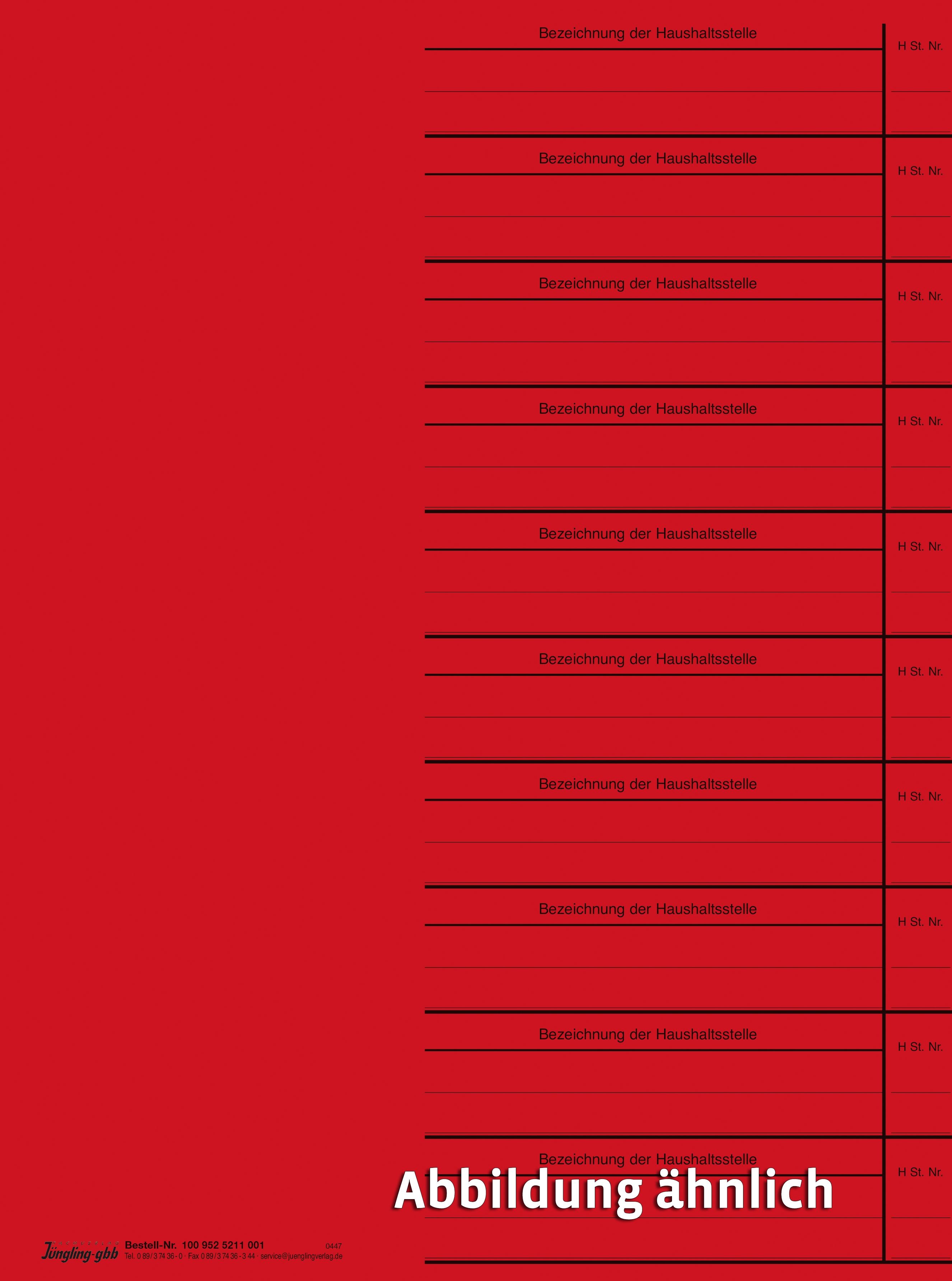 Registerblatt für Haushaltsstellen, rosa, DIN A4 Registerblatt für Haushaltsstellen, rosa, DIN A4