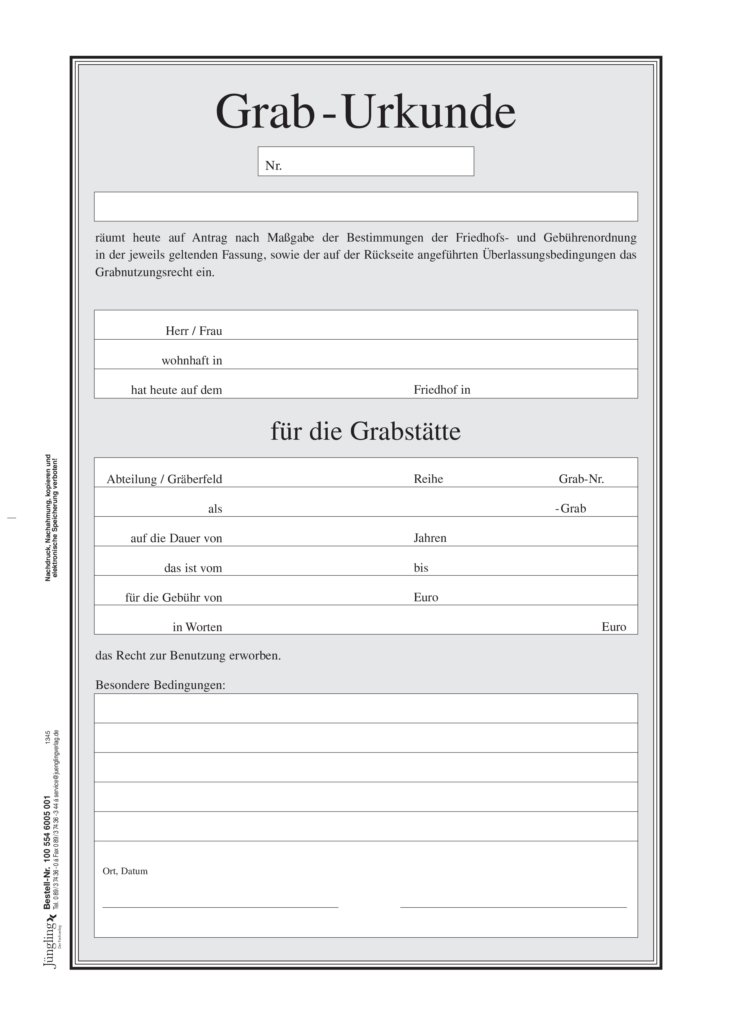 Graburkunde A4 Graburkunde A4