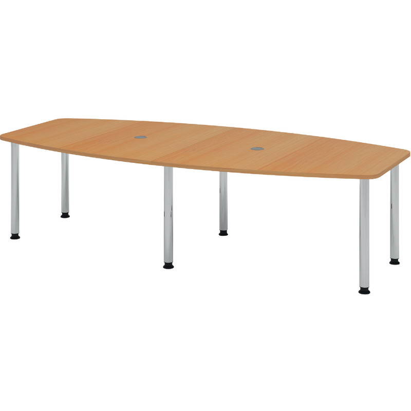 SoldanOffice Besprechungstisch MEETING, 6-Fuß, einfarbig, B x H x T: 2.800  x 720 – 740 x 780 / 1.300 mm - Buche Dekor