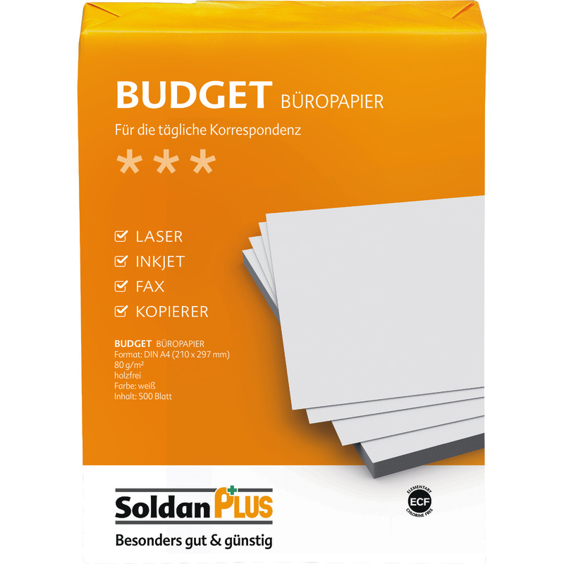 SoldanPlus Kopierpapier BUDGET, DIN A4, 80 g/m², Pack: 500 Blatt