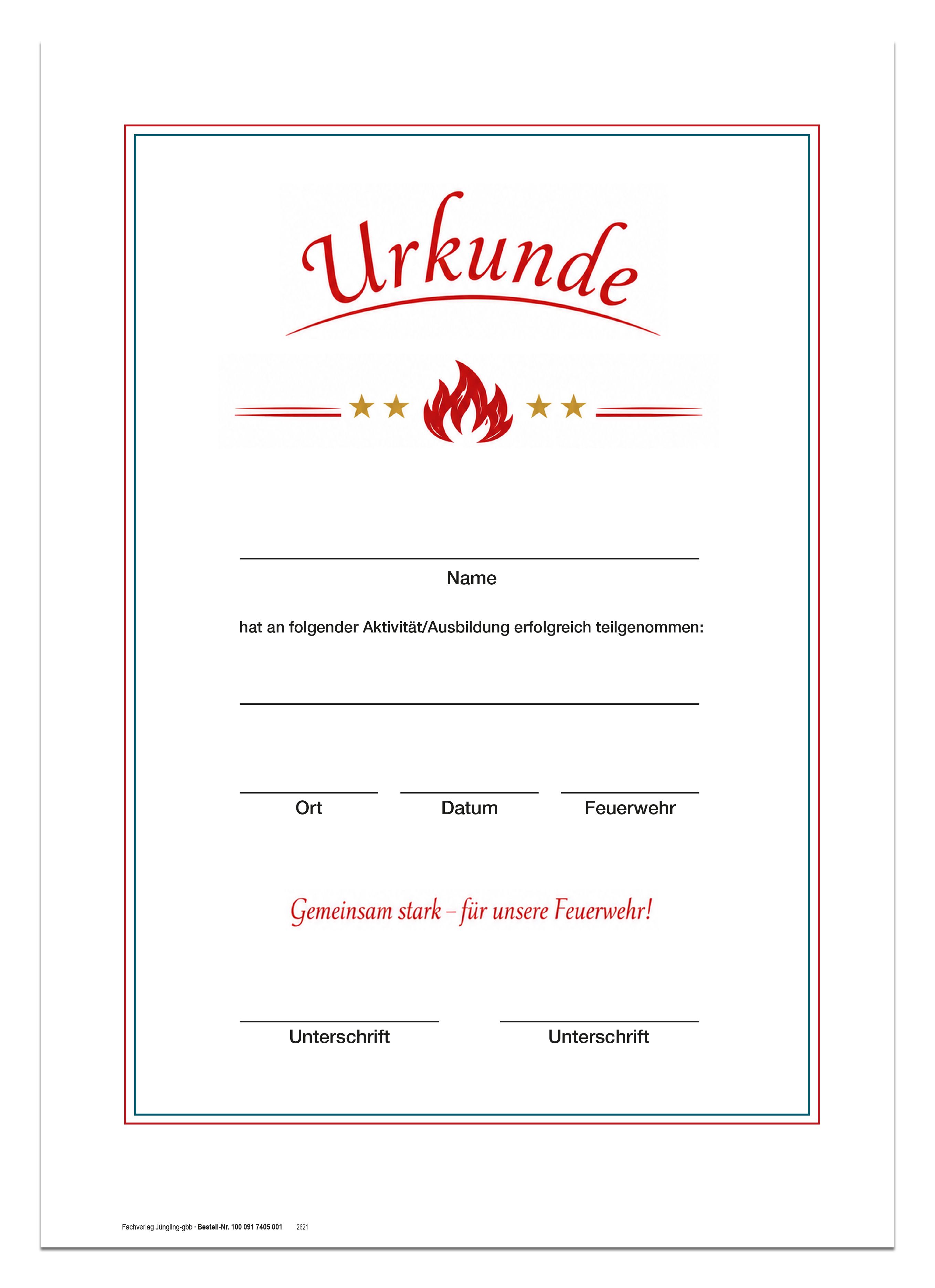 Urkunde Kinder- und Jugendfeuerwehr, DIN A4