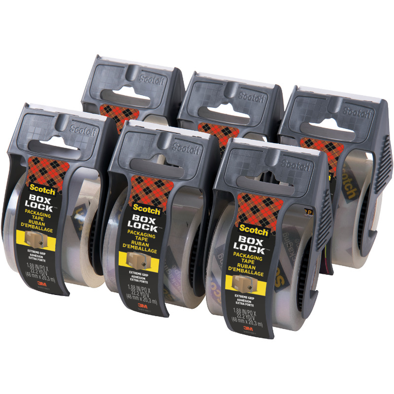 Scotch® Box Lock™ 6 Packbandabroller 195-6-EF, inkl je 1 Rolle Box Lock™ Packband 48 mm x 20, 3 m