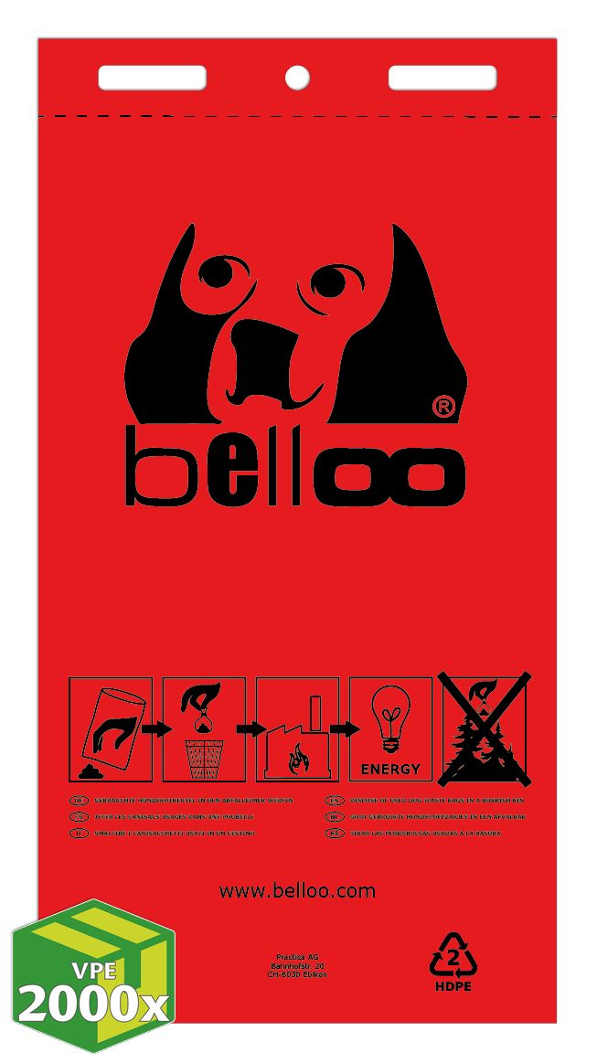 Hundekotbeutel Standard Neukunststoff (A209.59.E) rot HDPE mit Aufdruck