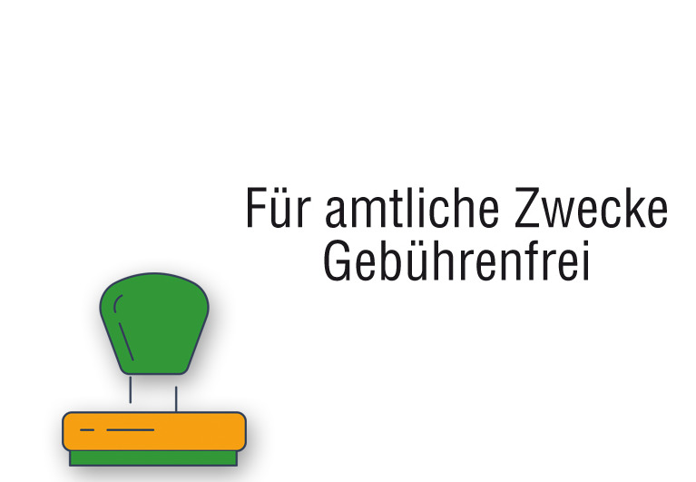 Stempel, Text: Für amtliche Zwecke  gebührenfrei