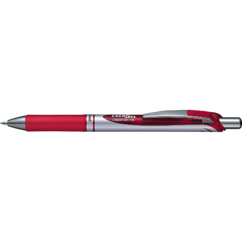 Pentel Gel-Tintenroller EnerGEL BL77, mit Druckmechanik, Strichstärke 0, 35 mm - rot