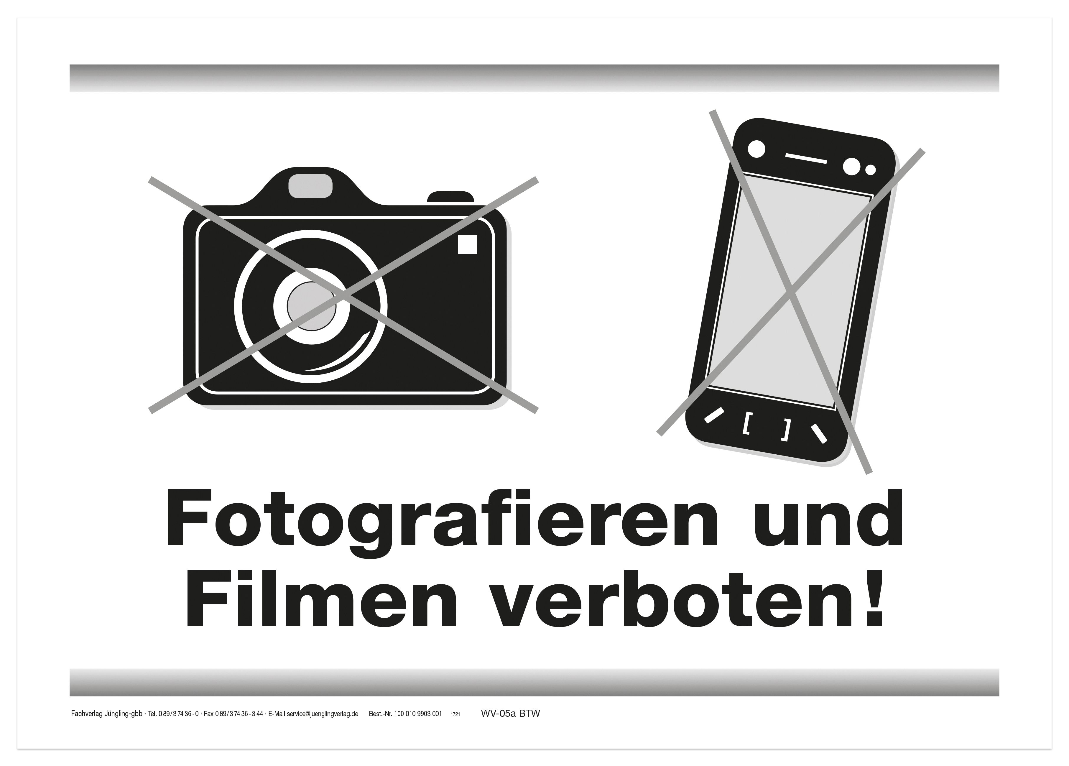 Hinweisschild Fotografieren Verboten A4, sw