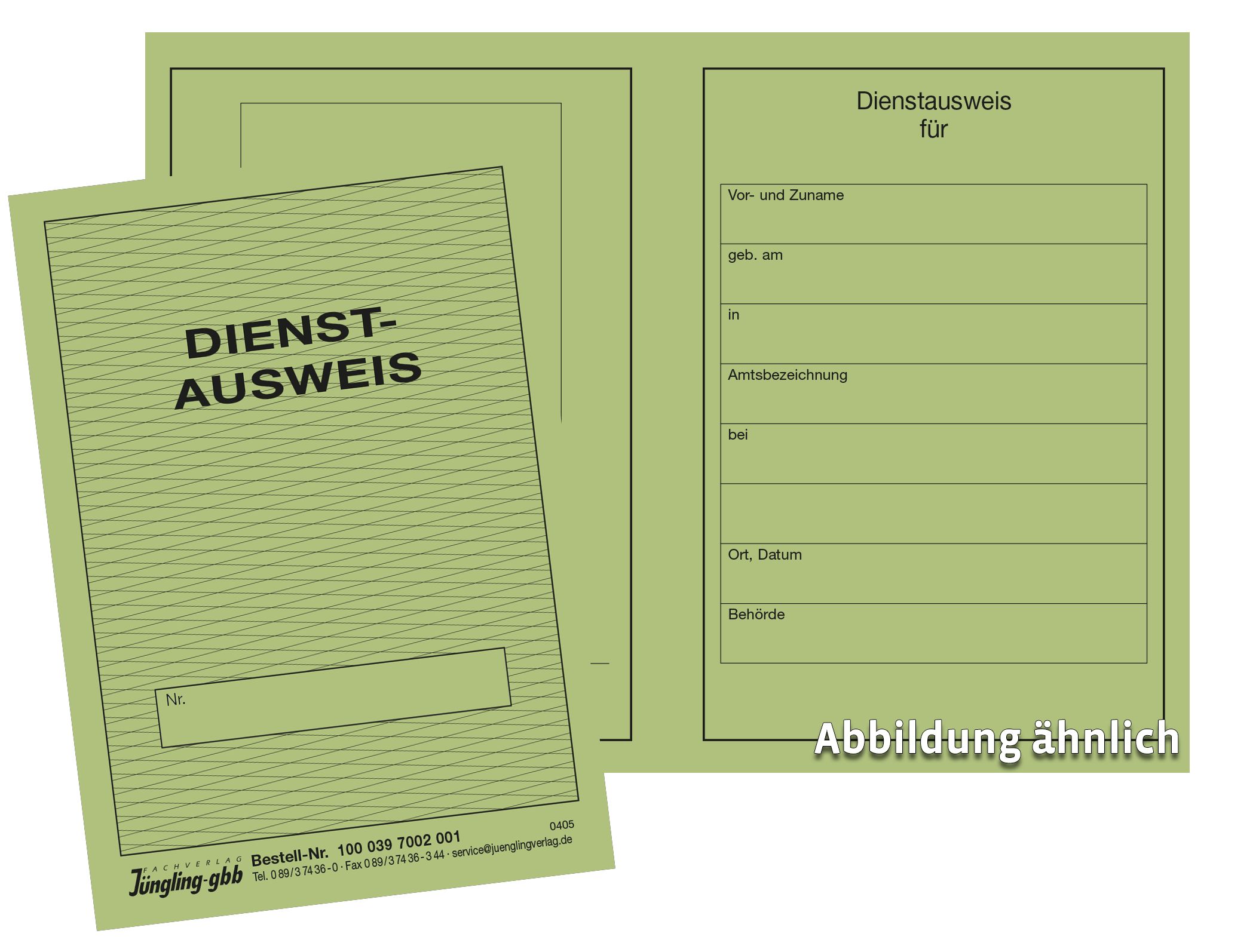 Dienstausweis, grün, DIN A6, VKE 5 Stück