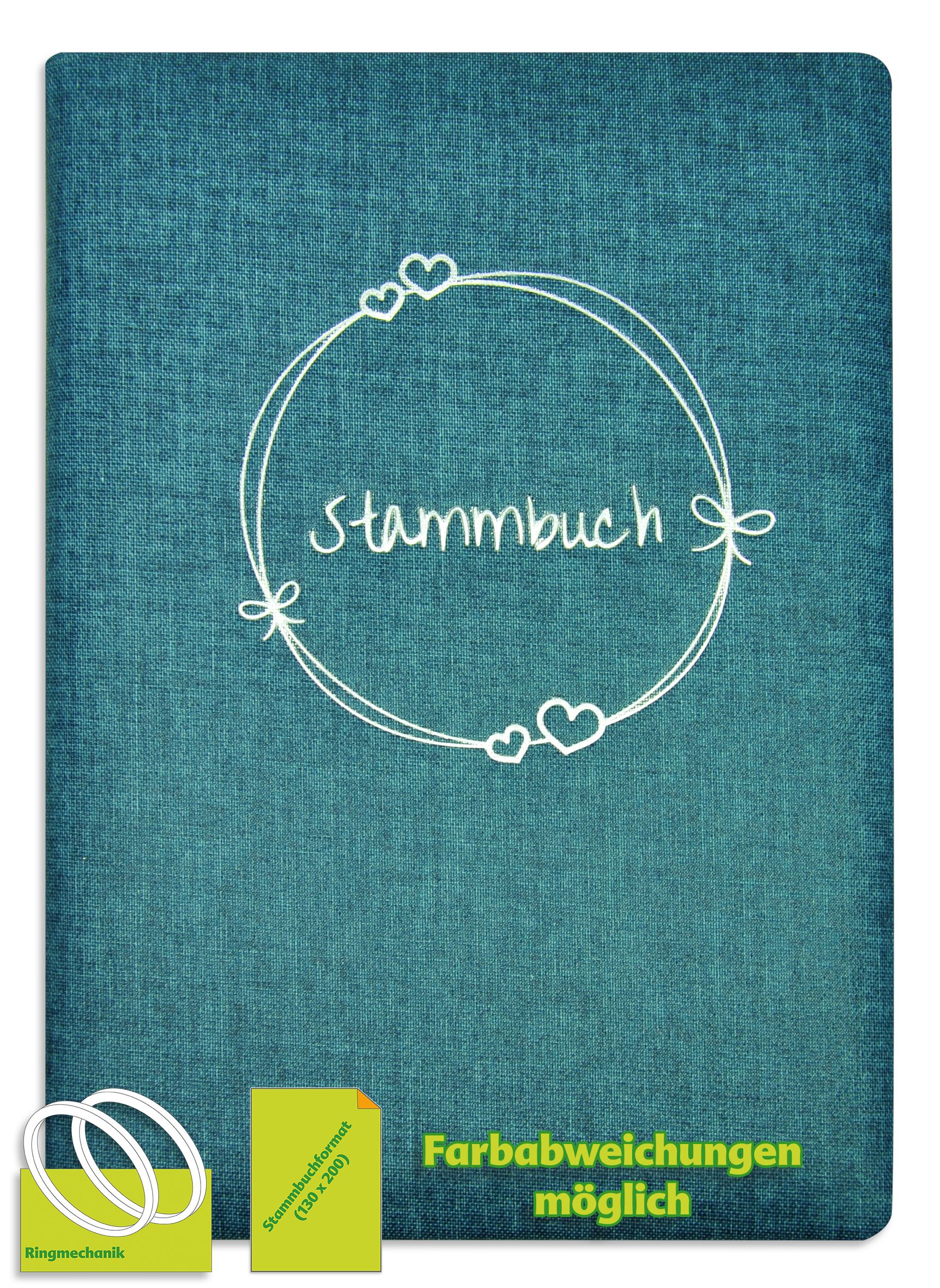 Stammbuch SCHÄREN (Kollektion Schärengarten) petrol mit silbernem Kranz