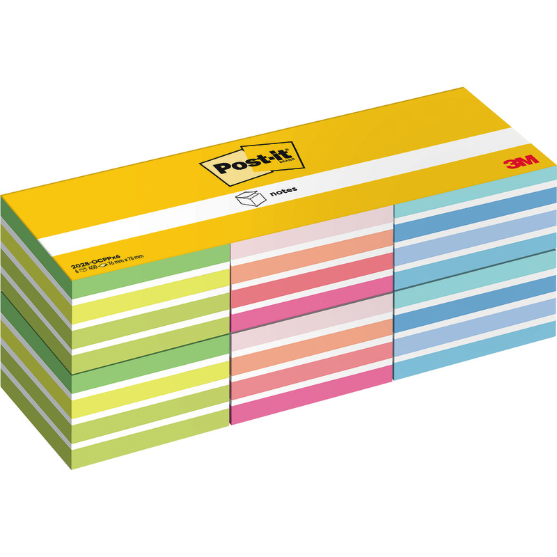 Post-it® Haftnotizen Würfel 76 x 76 mm, 6 x 450 Blatt, farbsortiert