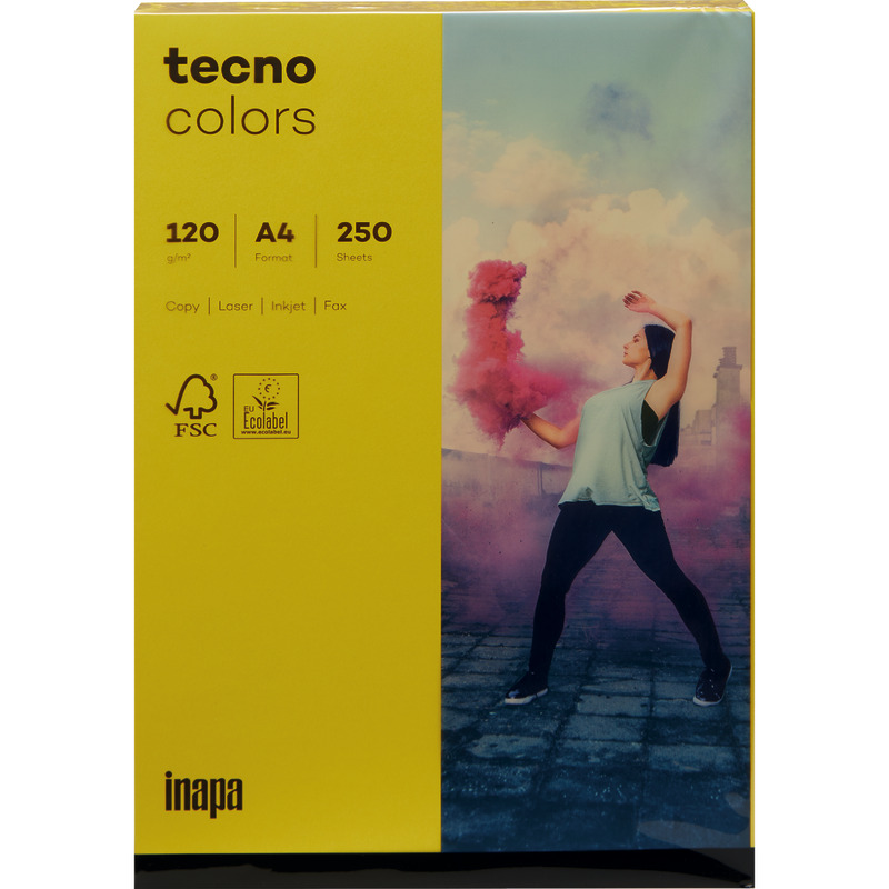 Kopierpapier tecno® colors, DIN A4, 120 g/m², Pack: 250 Blatt - intensivgelb