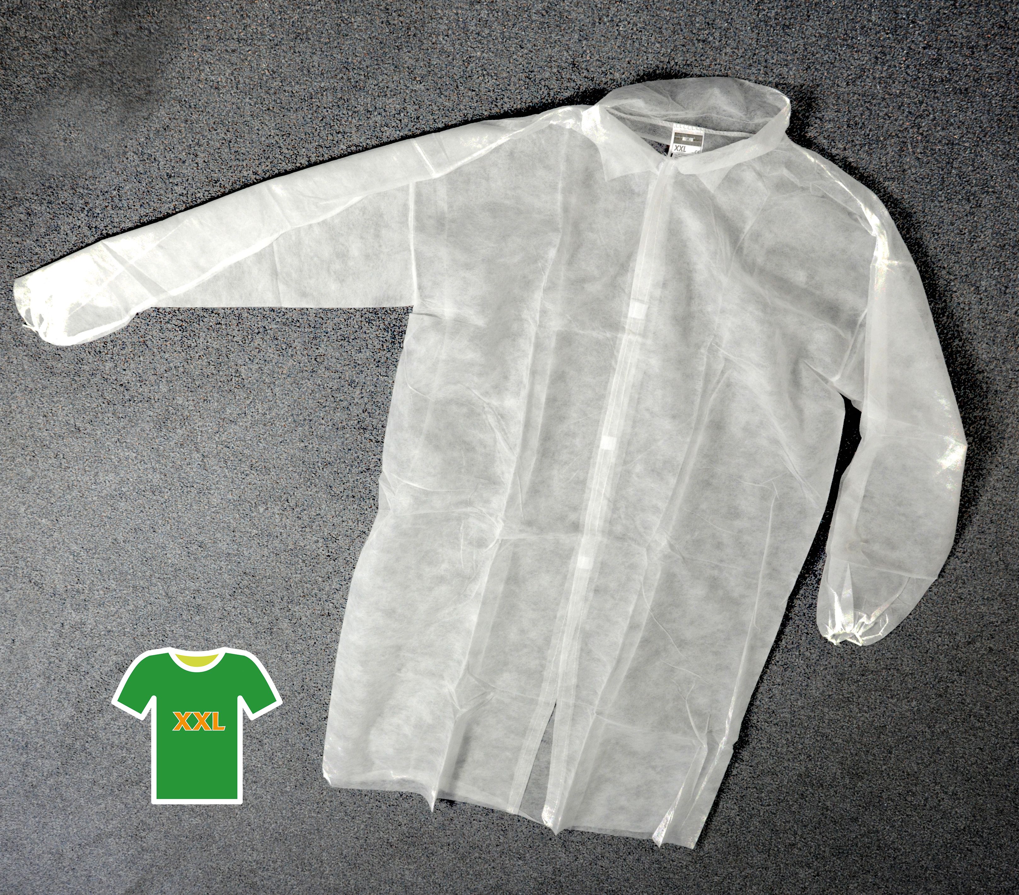 Einwegkittel weiß Gr. XXL ohne Taschen, Packung 10 Stück