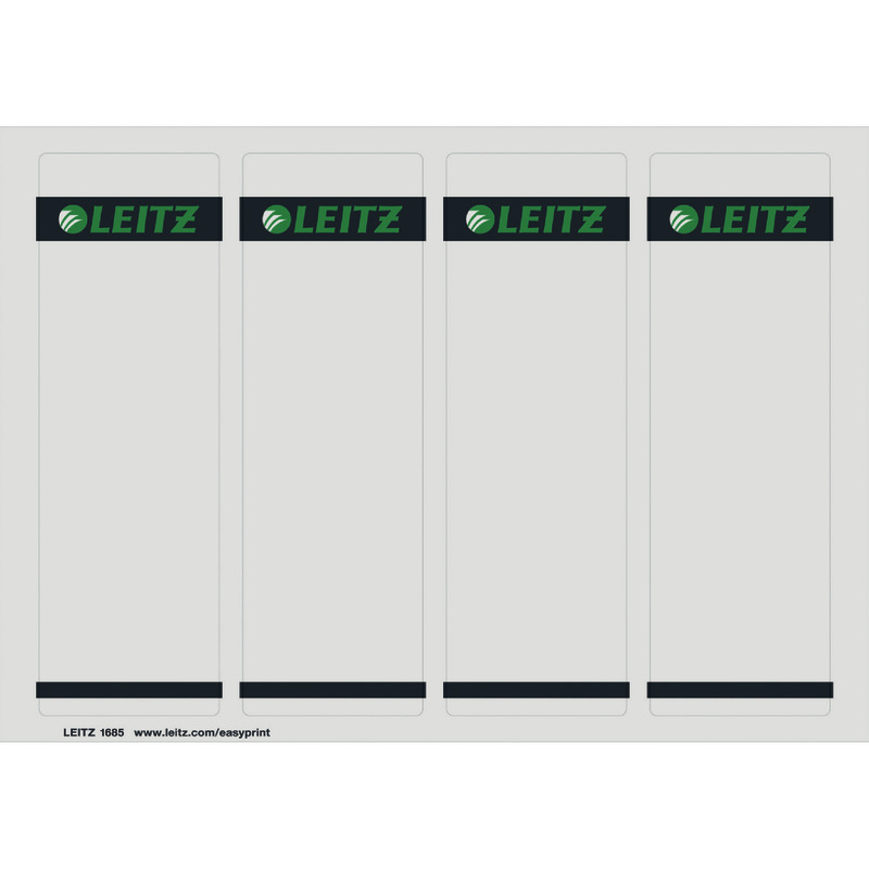 LEITZ Rückenschilder 1685 für Laserdrucker, selbstklebend,  für Rückenbreite 80 mm, 61 x 192 mm - weiß