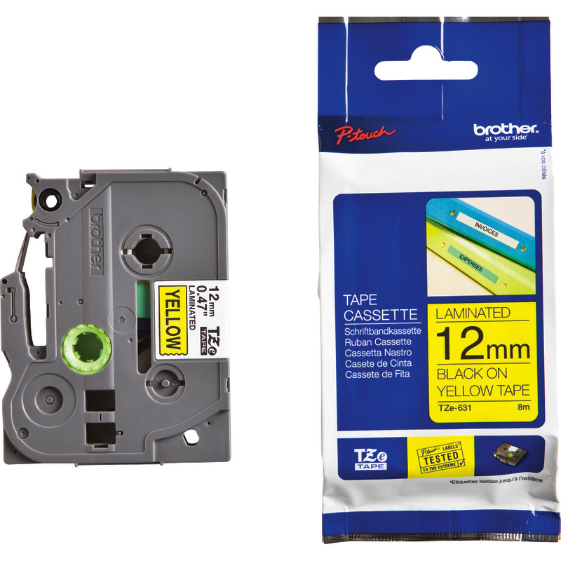 Brother TZE-631 Schriftbandkassette P-Touch, 12mm, schwarz/gelb - schwarz / gelb Brother TZE-631 Schriftbandkassette P-Touch, 12mm, schwarz/gelb - schwarz / gelb