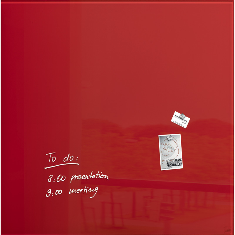 sigel Glas-Whiteboard artverum®, inkl. SuperDym-Magnete, 1.000 x 1.000 x 18 mm - rot