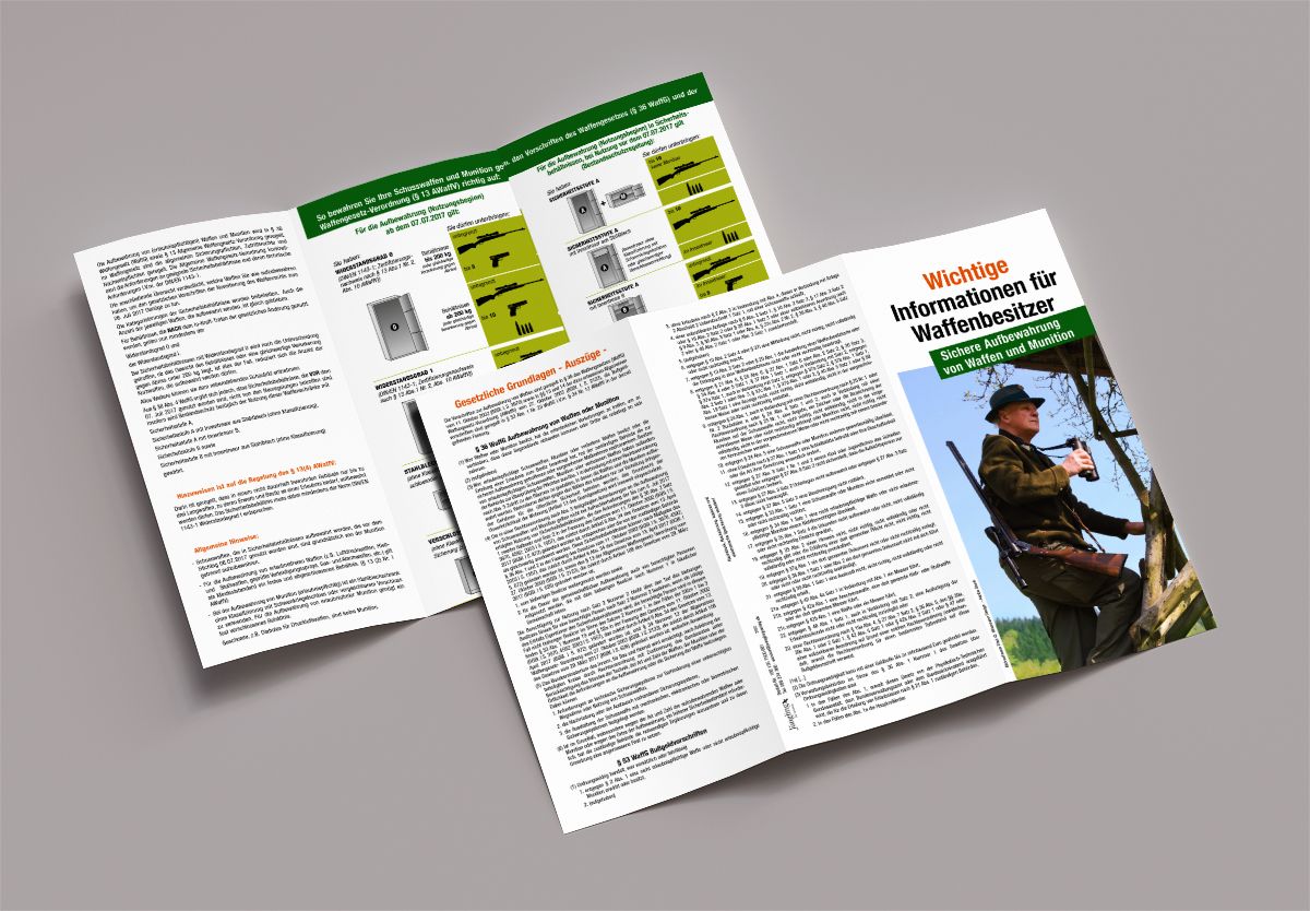 Merkblatt zur Aufbewahrung von Waffen, DIN A4 auf DIN lang gefalzt