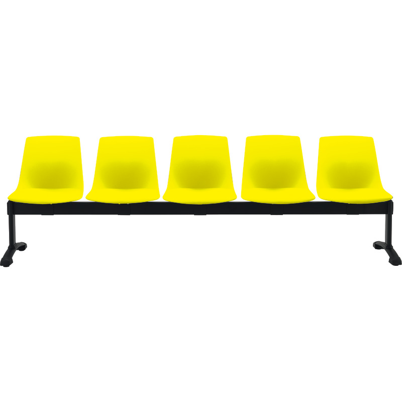 Bisley Traversenbank BLOOM mit Sitzen aus Kunststoff, 5-Sitzer - gelb