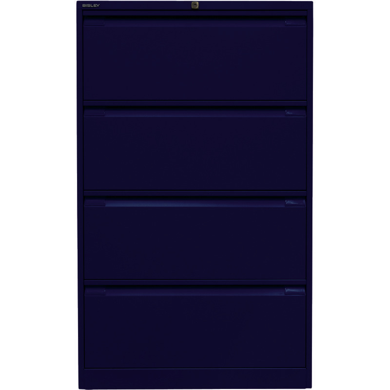 BISLEY Hängeregistraturschrank, zweibahnig, 4 Schubladen - blau