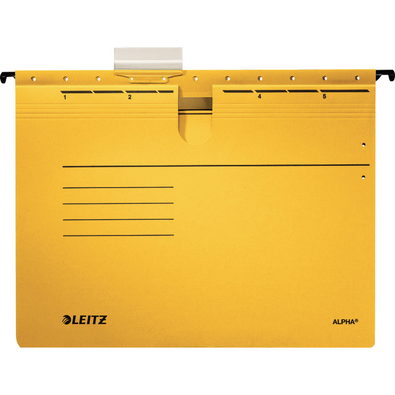 LEITZ Color-Hängehefter Alpha 1984, 1 Abheftvorrichtung, Rechtsheftung, Pack: 5 Stück - gelb