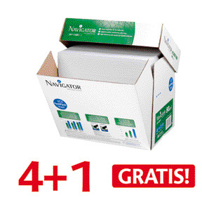 4 + 1 GRATIS! 5 Öko-Boxen NAVIGATOR Kopierpapier UNIVERSAL, DIN A4, 80 g/m² - weiß