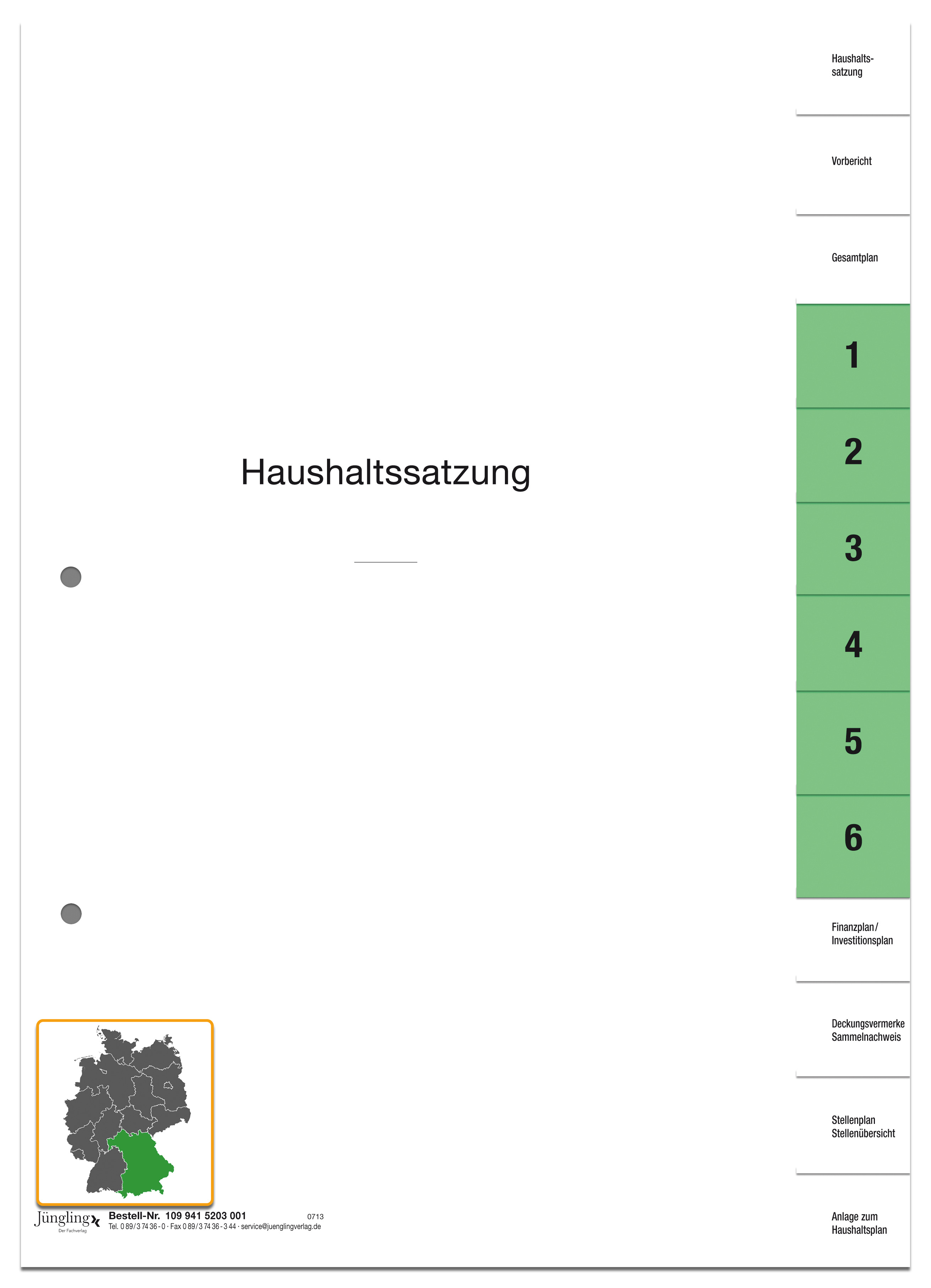 Register-Satz Haushaltssatzung, 13-teilig, DIN A4 hoch (Lochung links, Registerstanzung rechts)