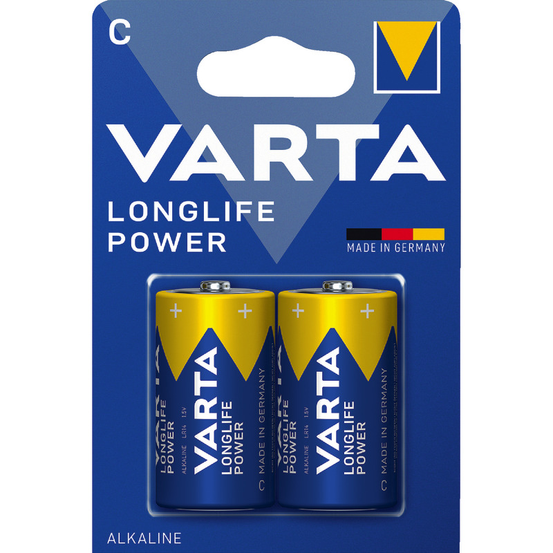 VARTA Batterien Alkaline LONGLIFE Power, C Baby LR14, 1, 5 VXXXXX, Packung: 2 Stück