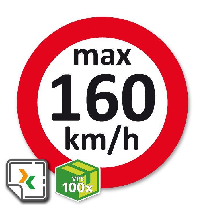 Geschwindigkeitsaufkleber für den Fahrzeuginnenraum max. 160 km/h