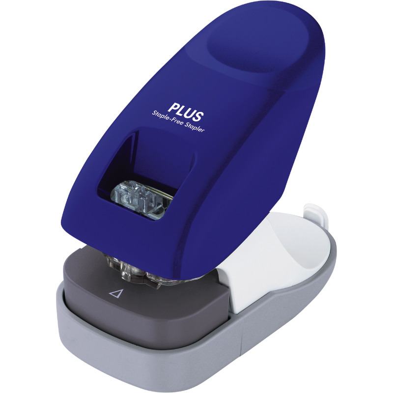 PLUS Klammerloser Tischhefter, Heftleistung: 10 Blatt - blau
