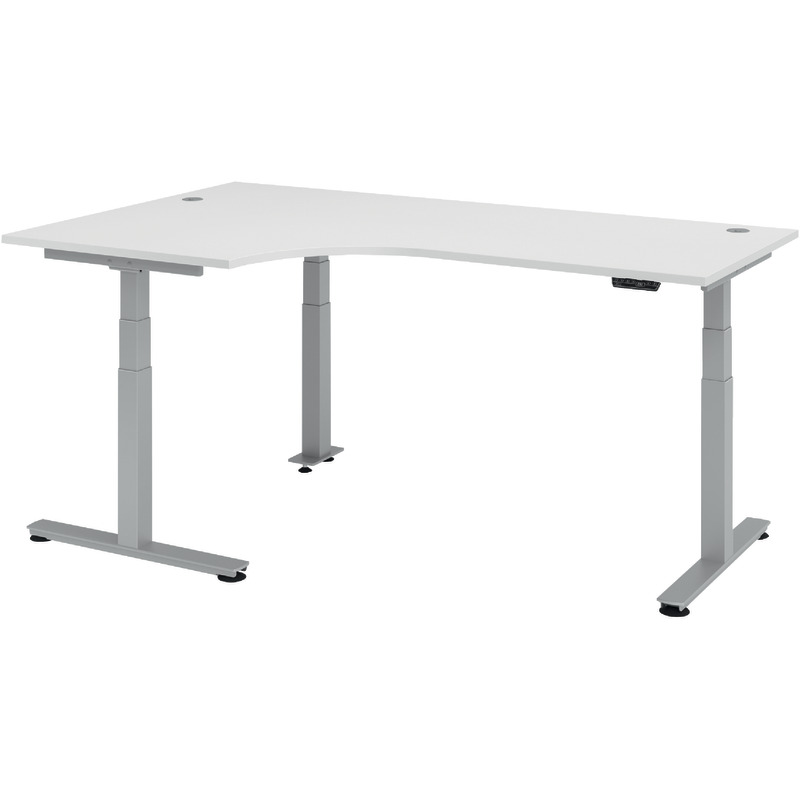 SoldanOffice Schreibtisch, höhenverstellbar,  Ergonomic Aktiv T XDSM, Cockpitform, B x H x T: 2.000 x 620 - 1.285 x 1.200 mm - weiß