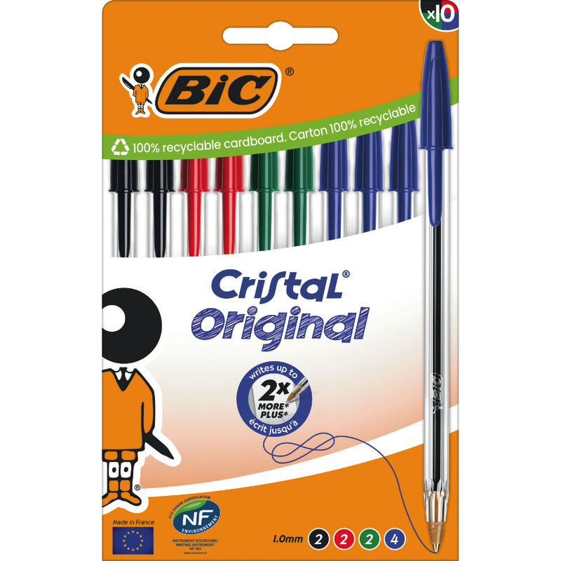 BIC Kugelschreiber CRISTAL Original M, 10 Stück, farbsortiert