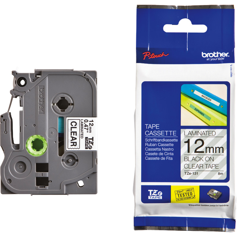 Brother TZE-131 Schriftbandkassette P-Touch, 12 mm, schwarz/transparent