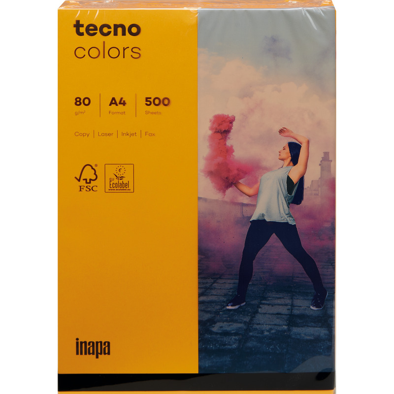 Kopierpapier tecno® colors, DIN A4, 80 g/m², Pack: 500 Blatt - mittelorange