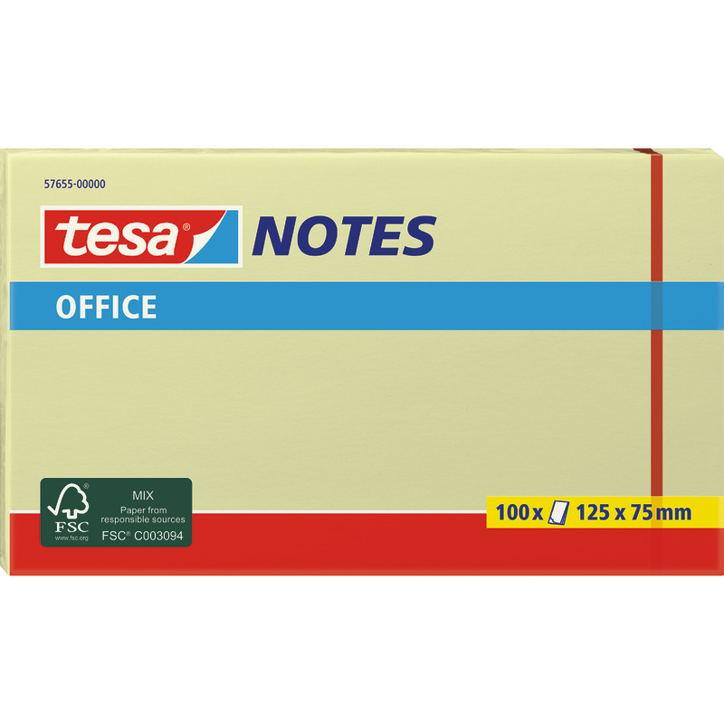 tesa® Haftnotizen Office Notes 125 x 75 mm, 100 Blatt gelb Packung: 12 Block