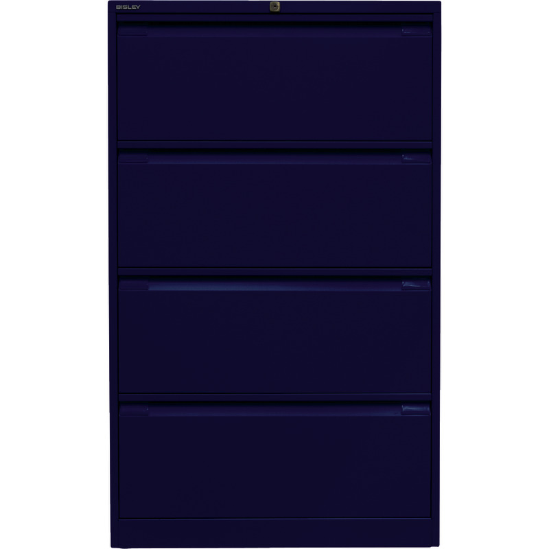 BISLEY Hängeregistraturschrank, zweibahnig, 4 Schubladen - blau