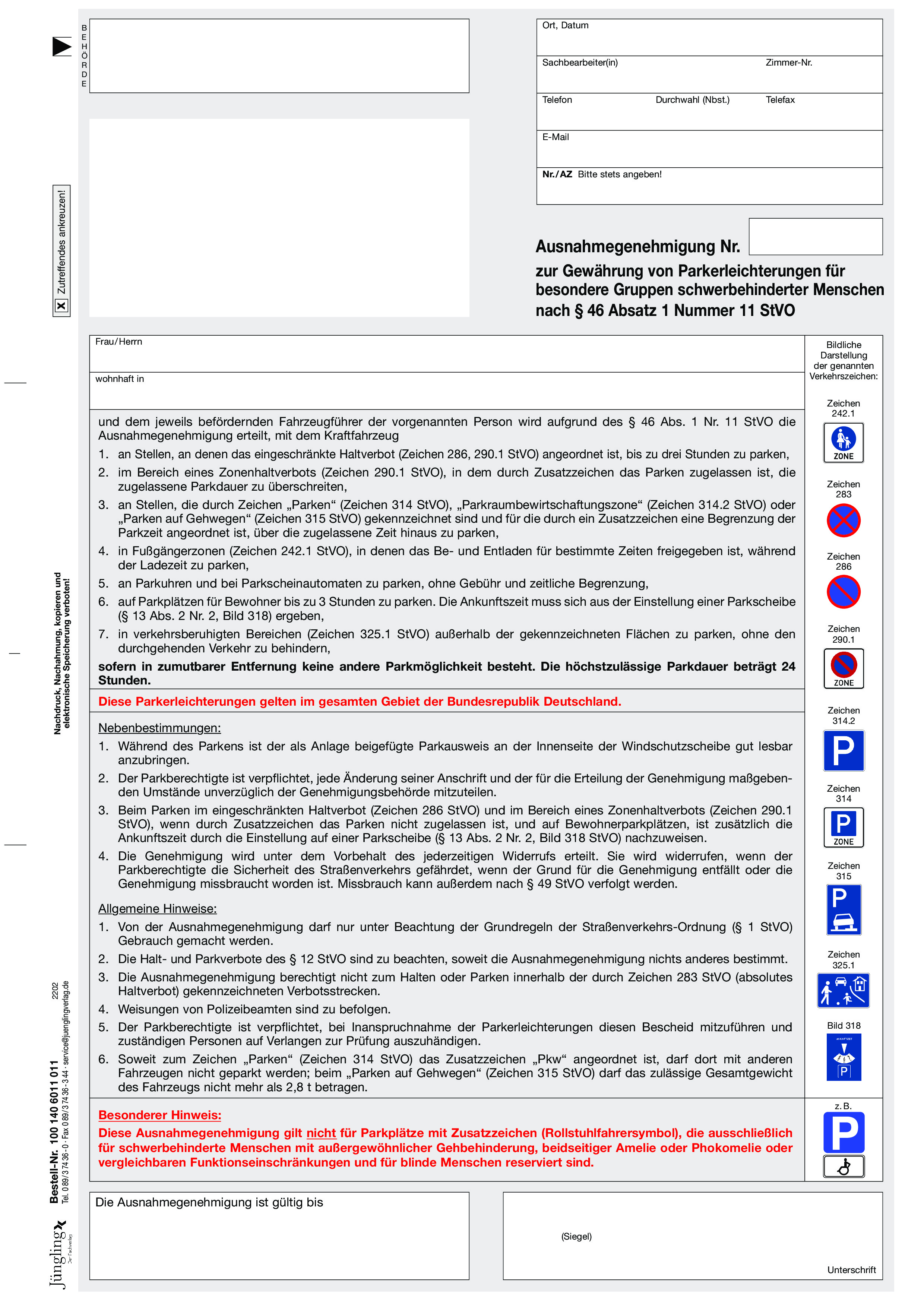 Laminierfolie für Parkausweis für Schwerbehinderte, EU-Modell, mit  Aussparung, A6